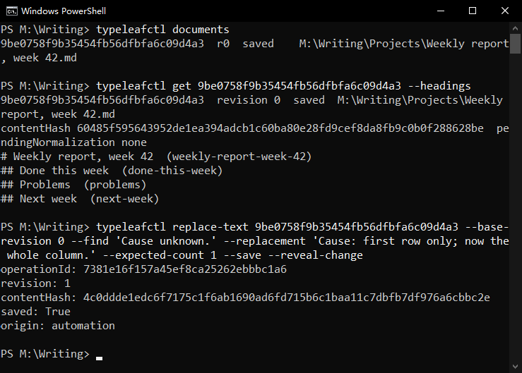 Typeleaf screenshot: Command line and AI