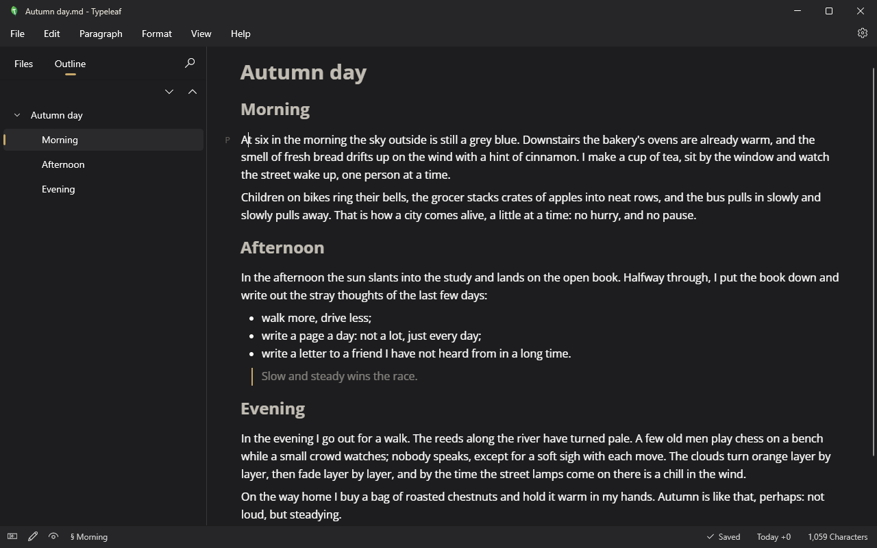 Typeleaf screenshot: Ink