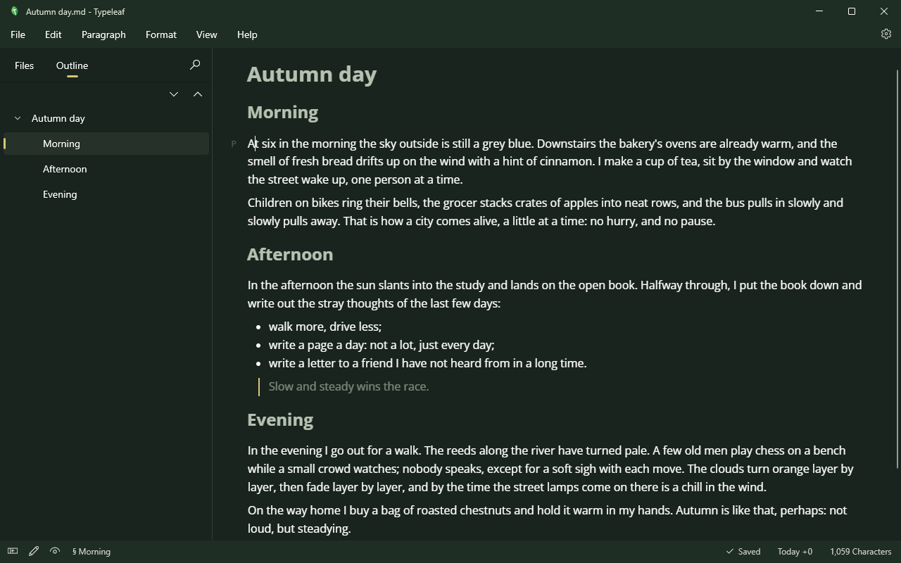 Typeleaf screenshot: Bamboo