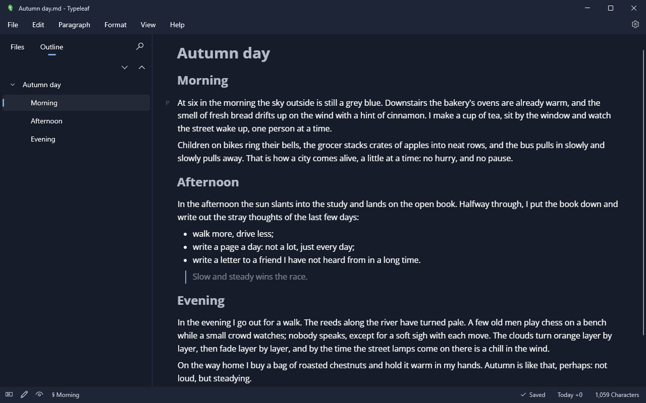 Typeleaf screenshot: Indigo