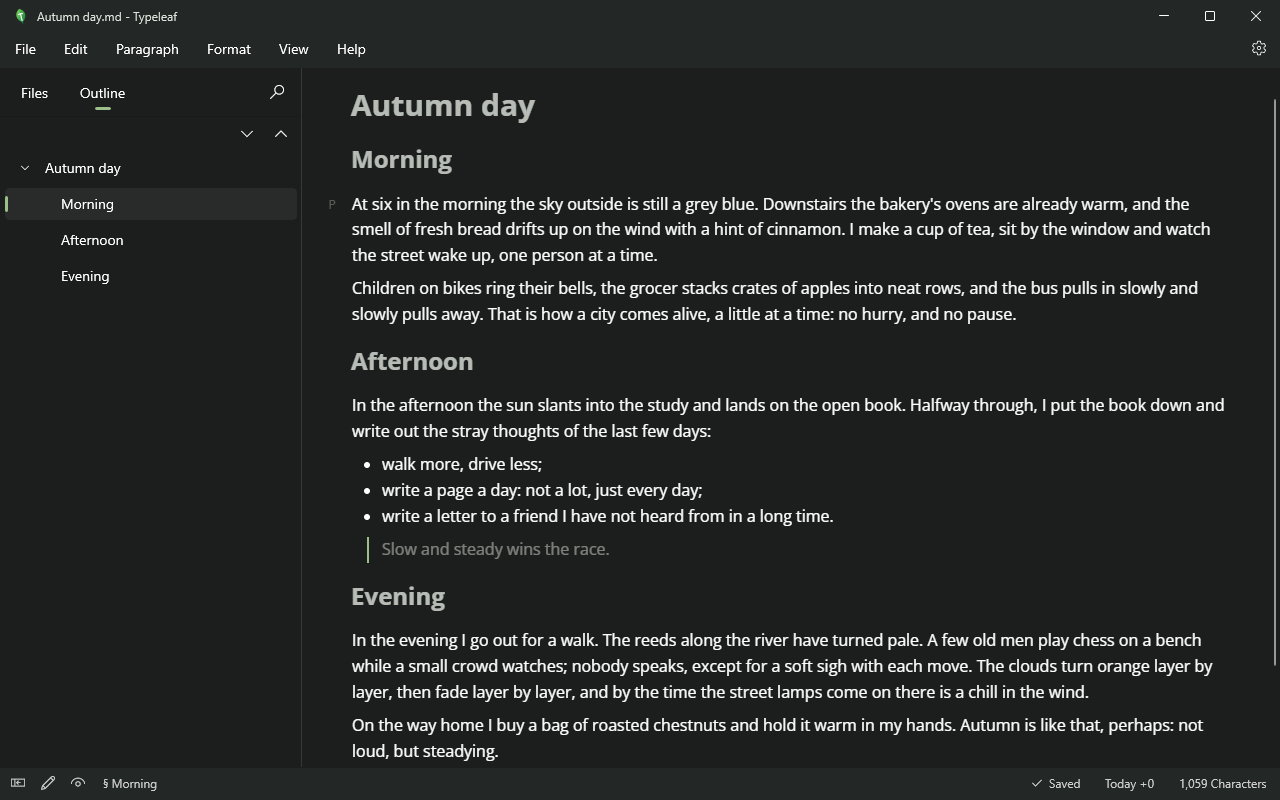Typeleaf screenshot: Pine Soot